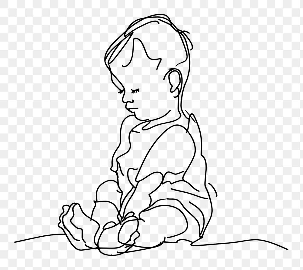 PNG  Continuous line drawing toddler sketch doodle art.