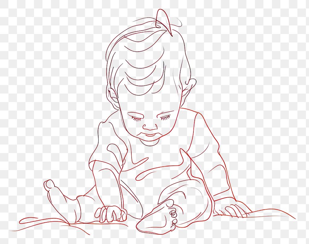 PNG  Continuous line drawing toddler sketch doodle hand.