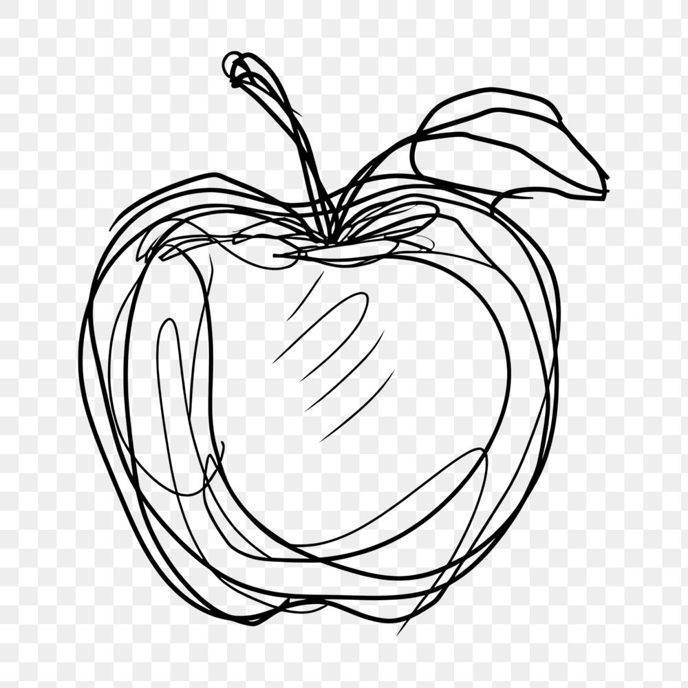 PNG  Continuous line drawing apple sketch plant art.