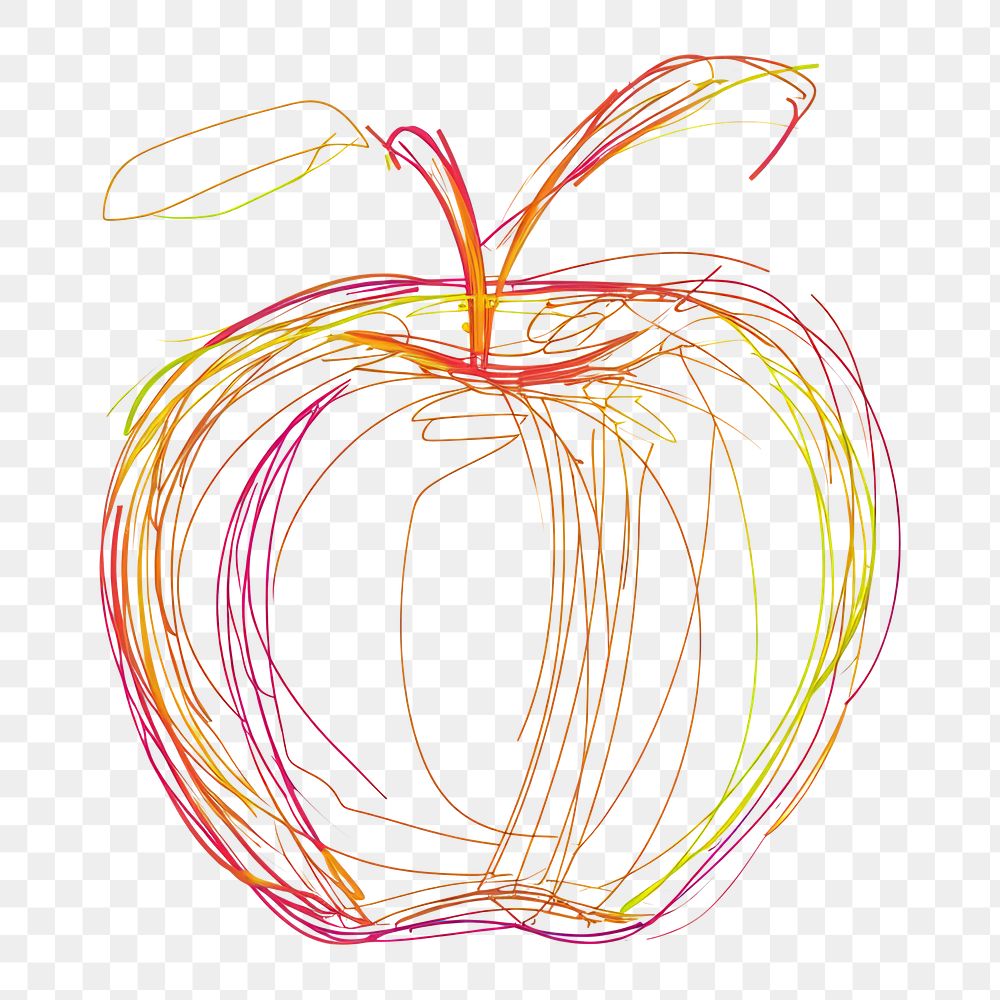 PNG  Continuous line drawing apple sketch plant food.