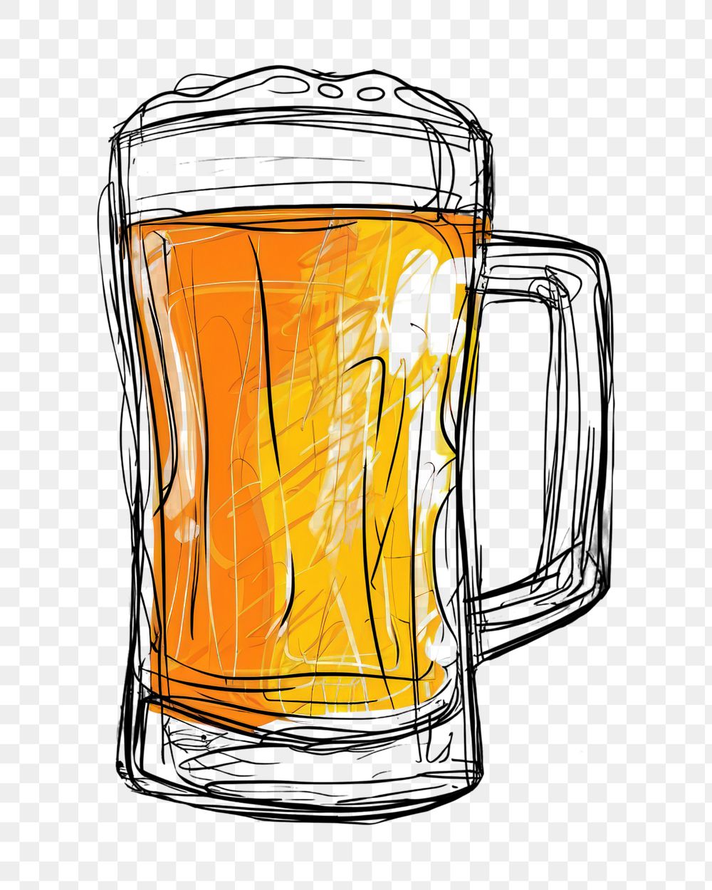 PNG  Continuous line drawing beer drink lager glass.
