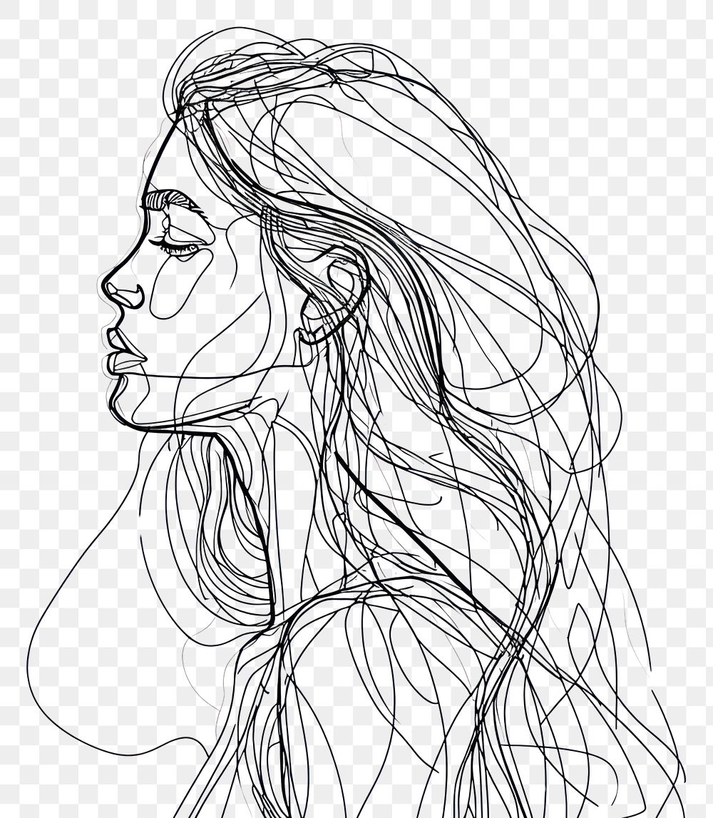 PNG  Continuous line drawing female sketch art illustrated.