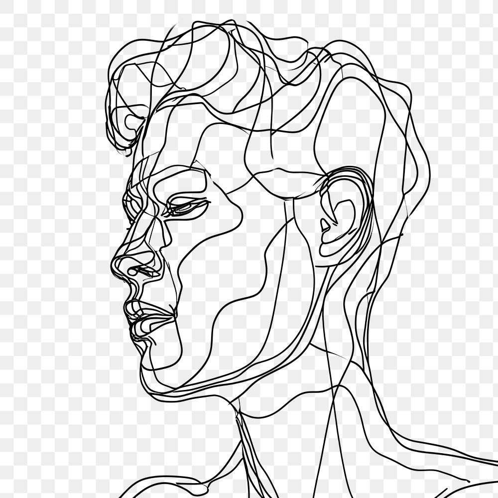 PNG  Continuous line drawing male sketch art illustrated.