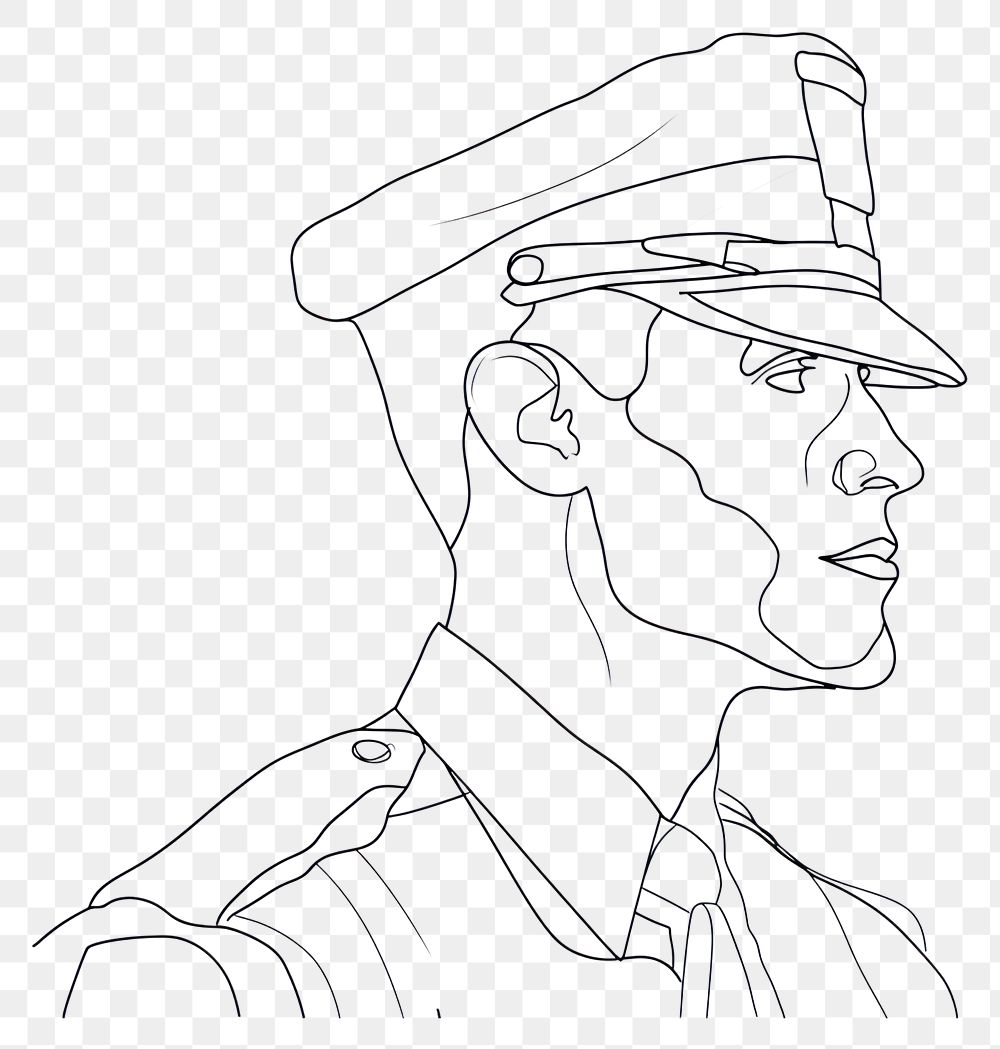 PNG  Continuous line drawing policeman sketch art illustrated.