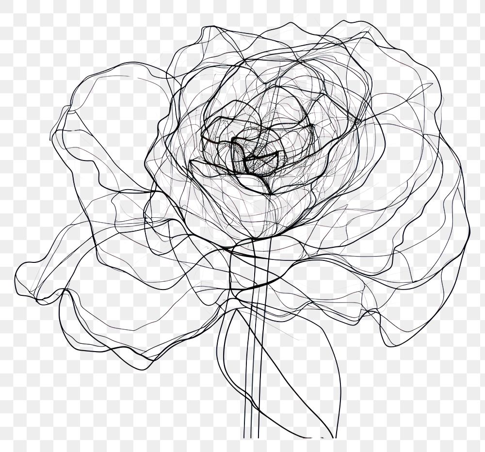 PNG  Continuous line drawing rose abstract sketch white.