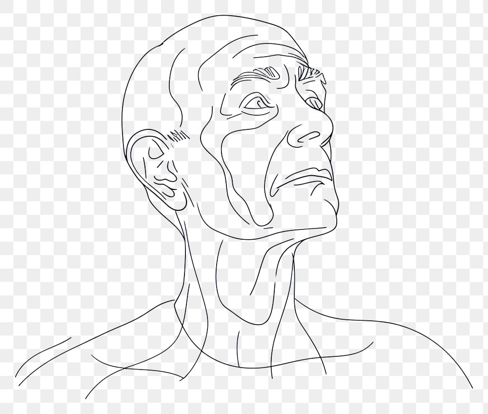 PNG  Continuous line drawing senior man sketch art illustrated.