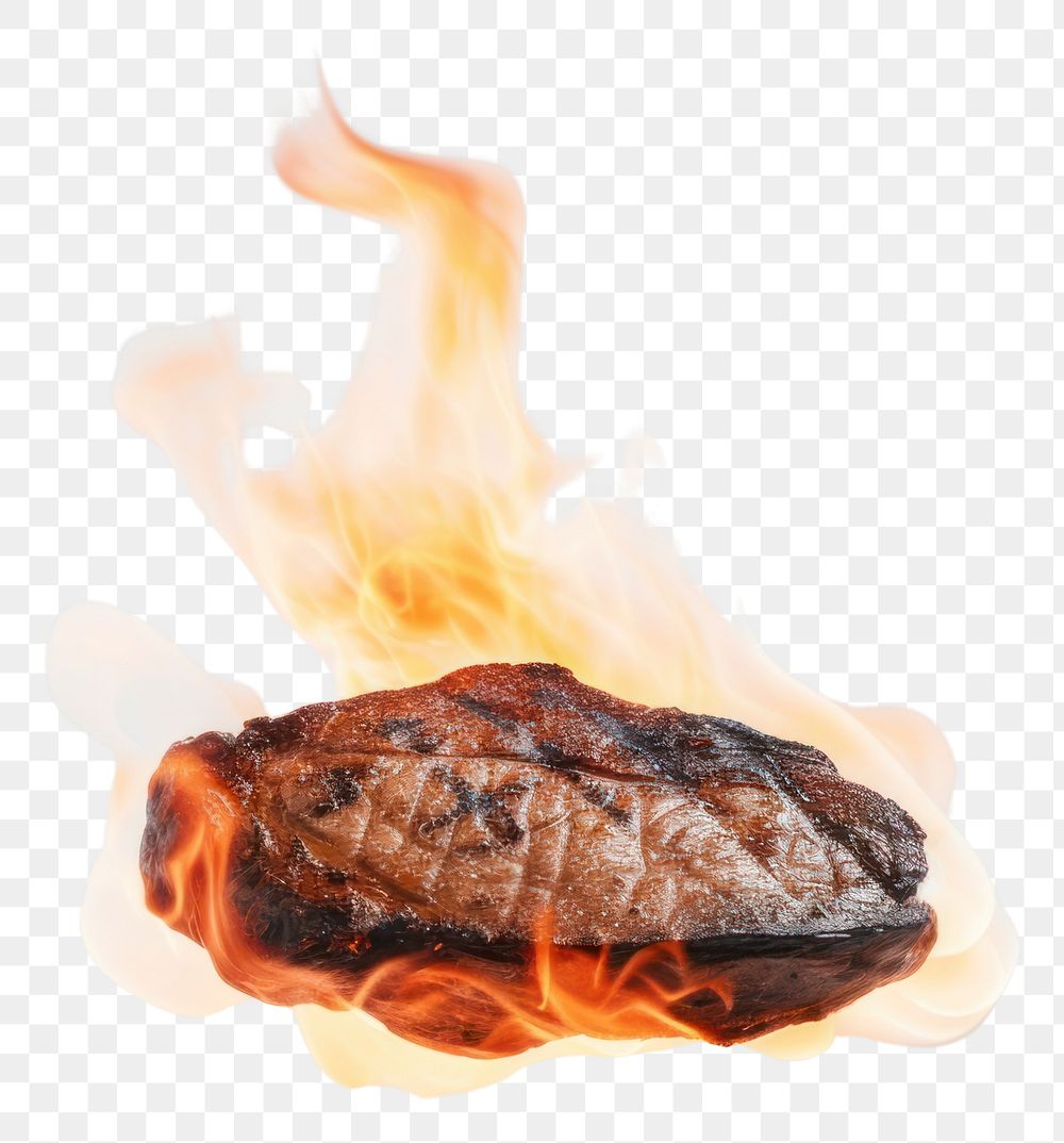 PNG Grilling steak meat food.