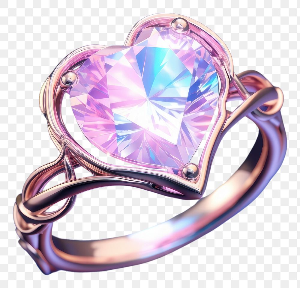 PNG Heart ring diamond gemstone jewelry crystal.