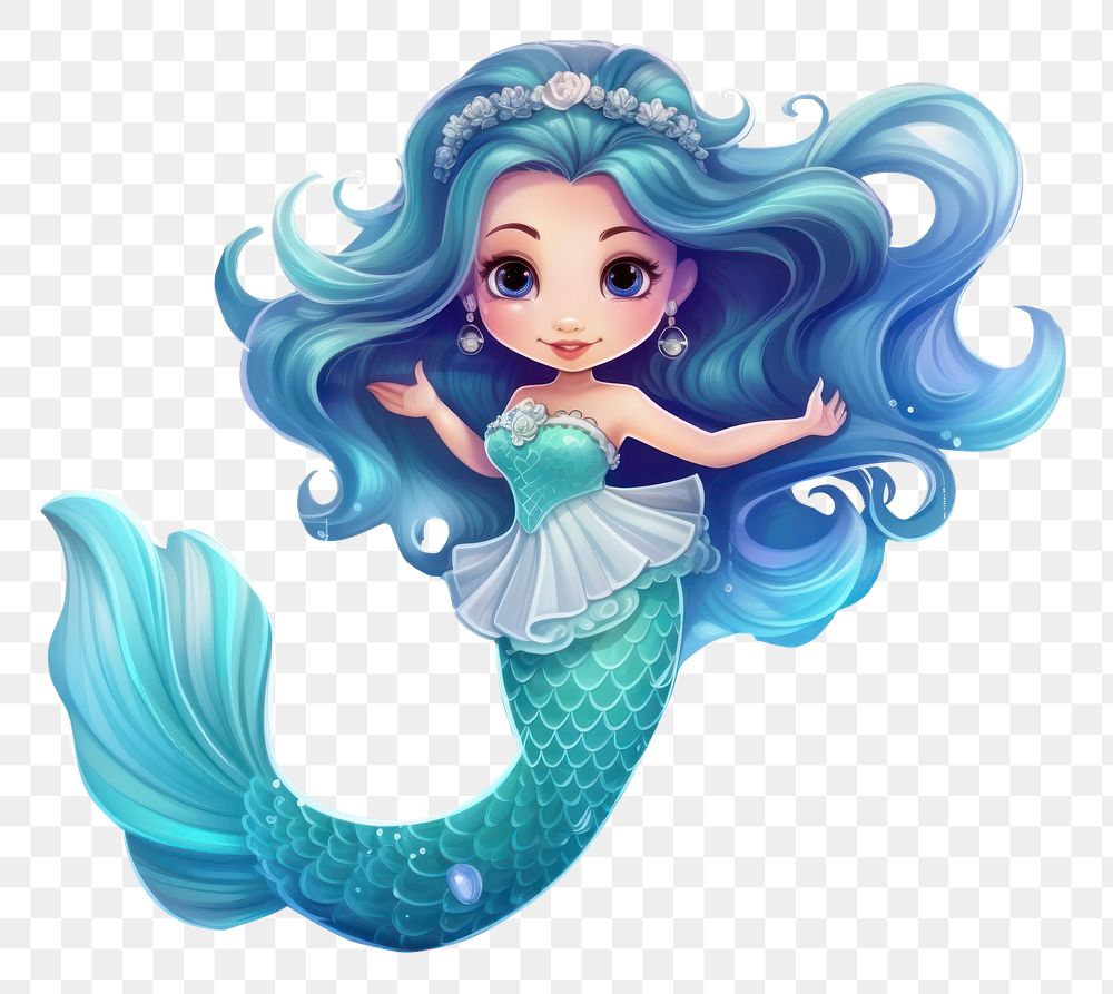 PNG Cute mermaid toy representation creativity.