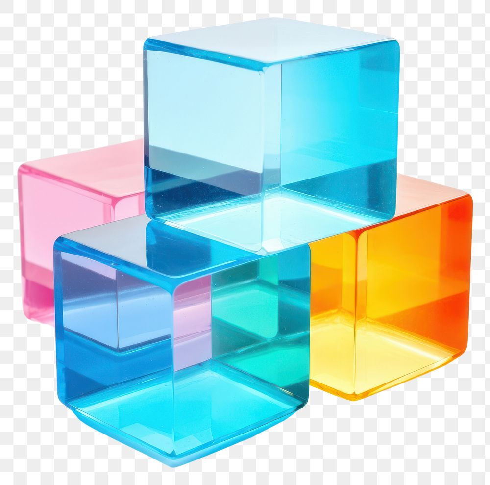 PNG Glass cubes three dimensional toy white background furniture.