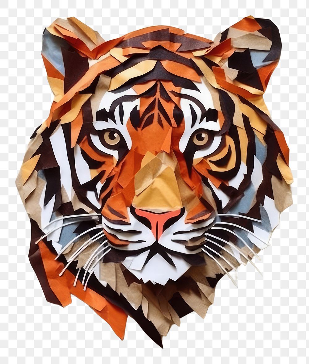 PNG Abstract tiger ripped paper art wildlife animal.