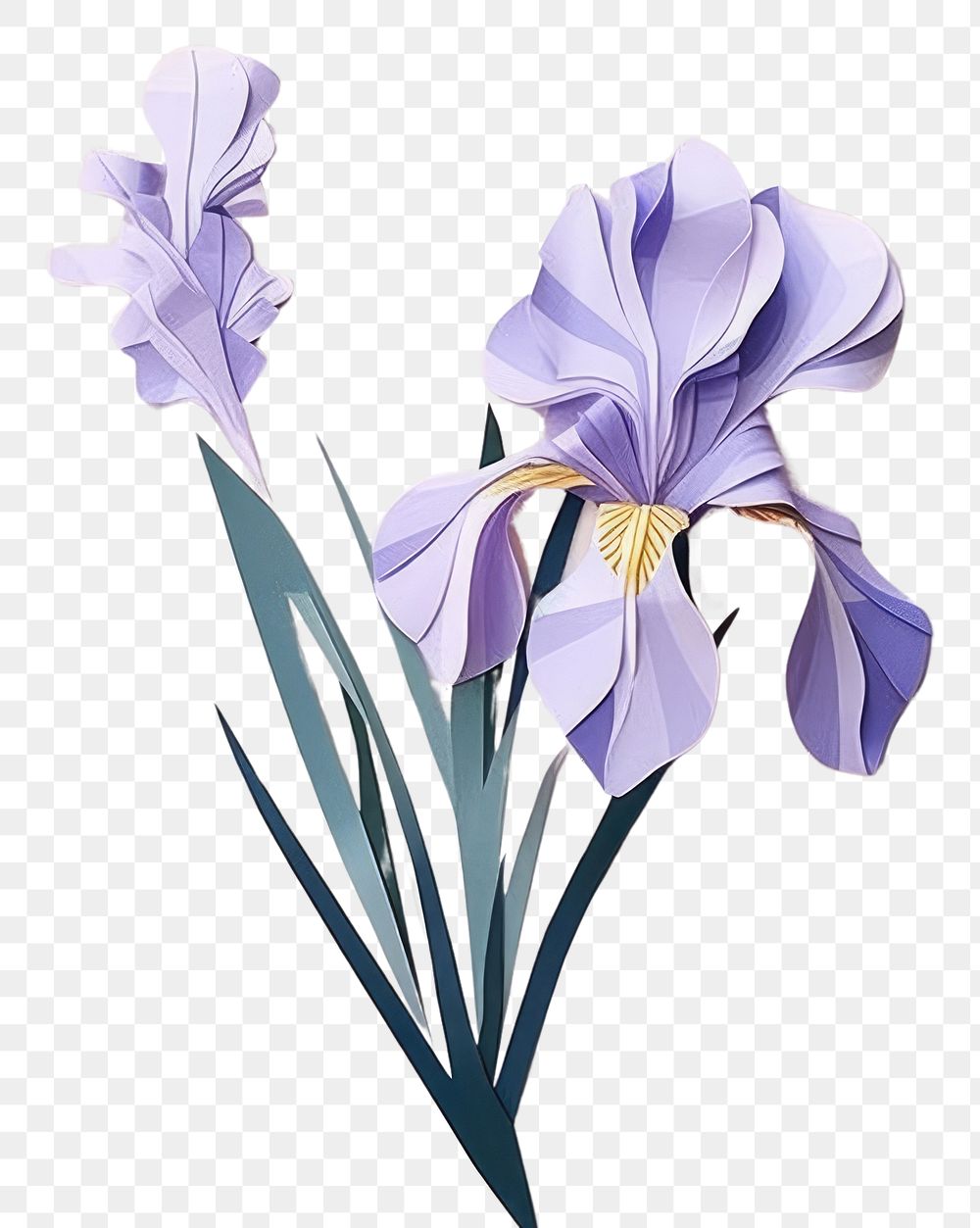 PNG Abstract iris ripped paper art origami flower.