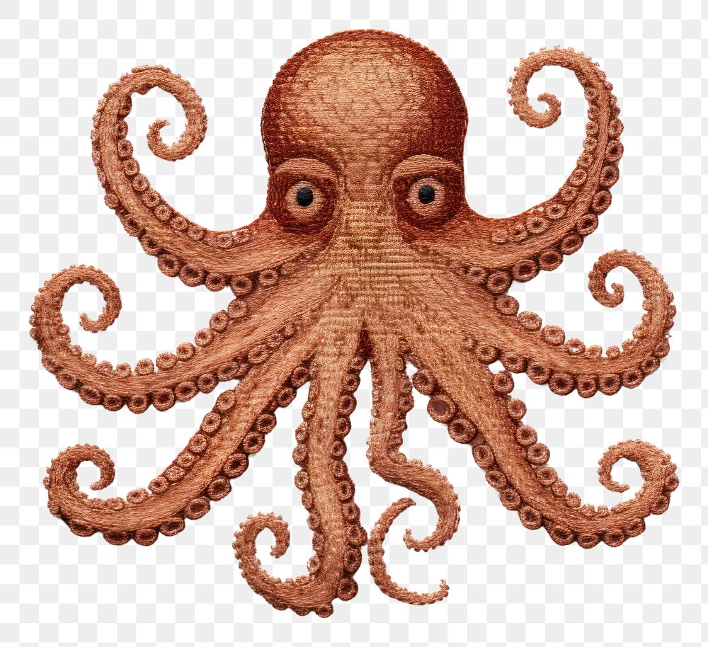 PNG  Cute octopus in embroidery style animal representation invertebrate.