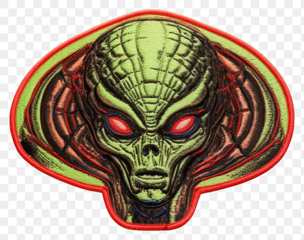 PNG  Alien in embroidery style alien representation science.