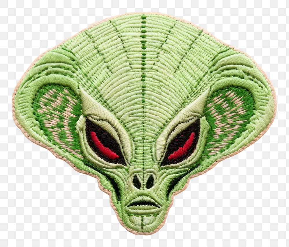 PNG  Alien in embroidery style art representation accessories.
