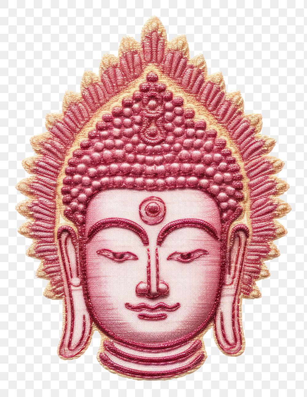 PNG  Buddha head in embroidery style art representation spirituality.