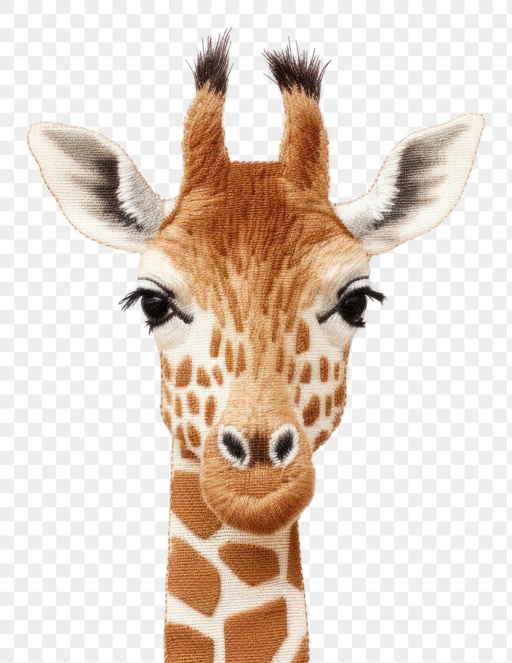 PNG  Giraffe in embroidery style giraffe wildlife animal.