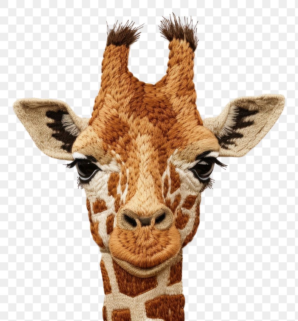 PNG  Giraffe in embroidery style giraffe wildlife animal.