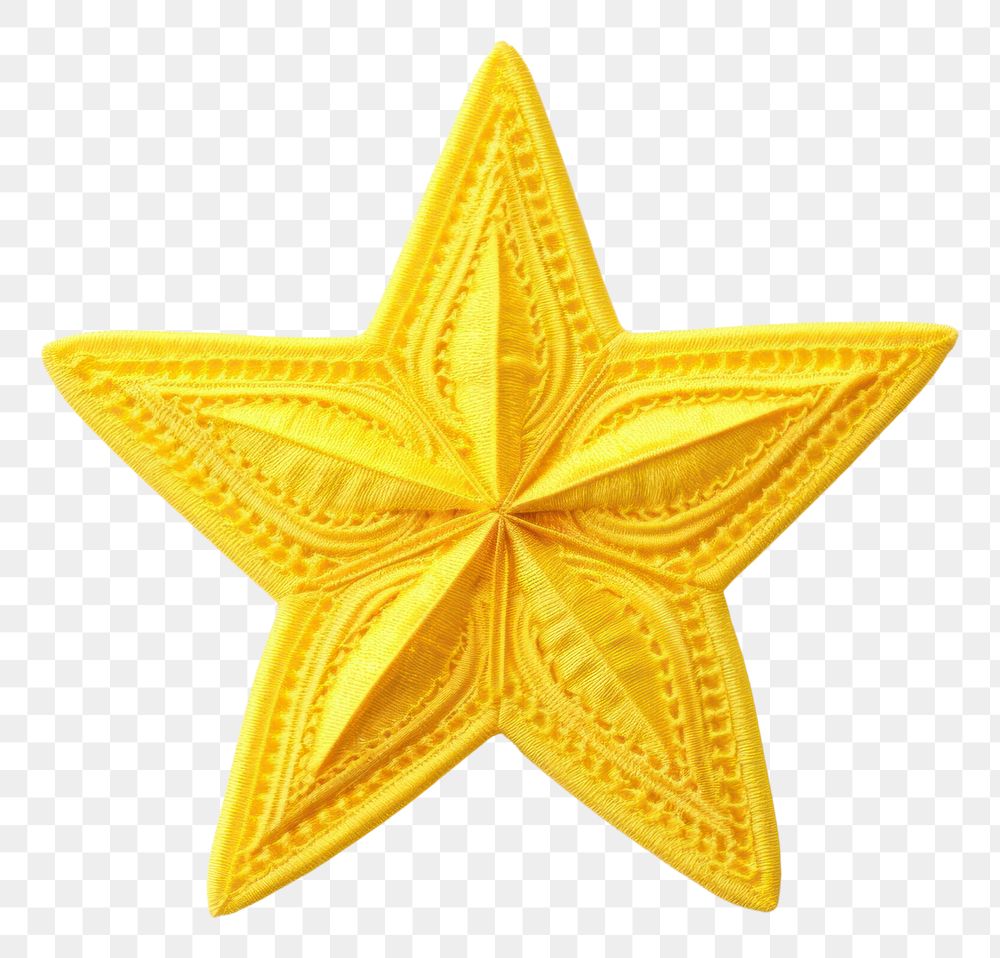 PNG  Yellow star in embroidery style creativity simplicity echinoderm.