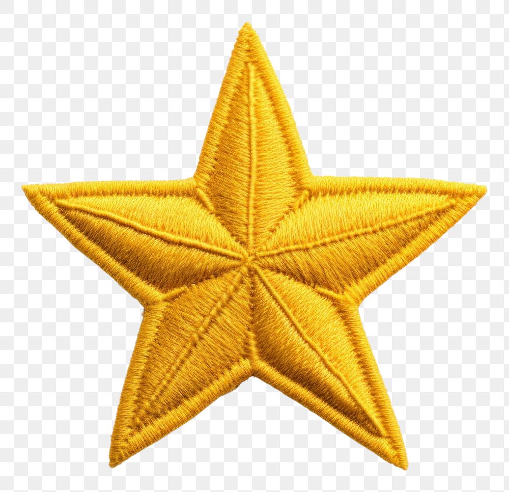 PNG  Yellow star in embroidery style simplicity echinoderm starfish.