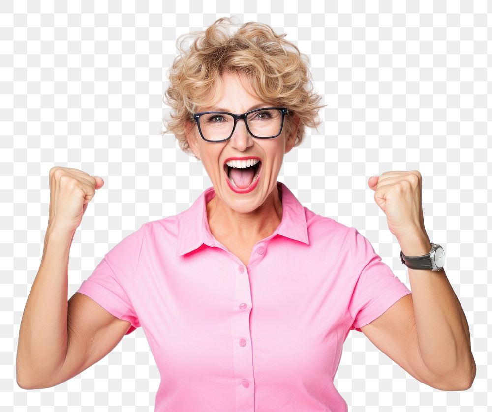 PNG Shouting adult surprised glasses.