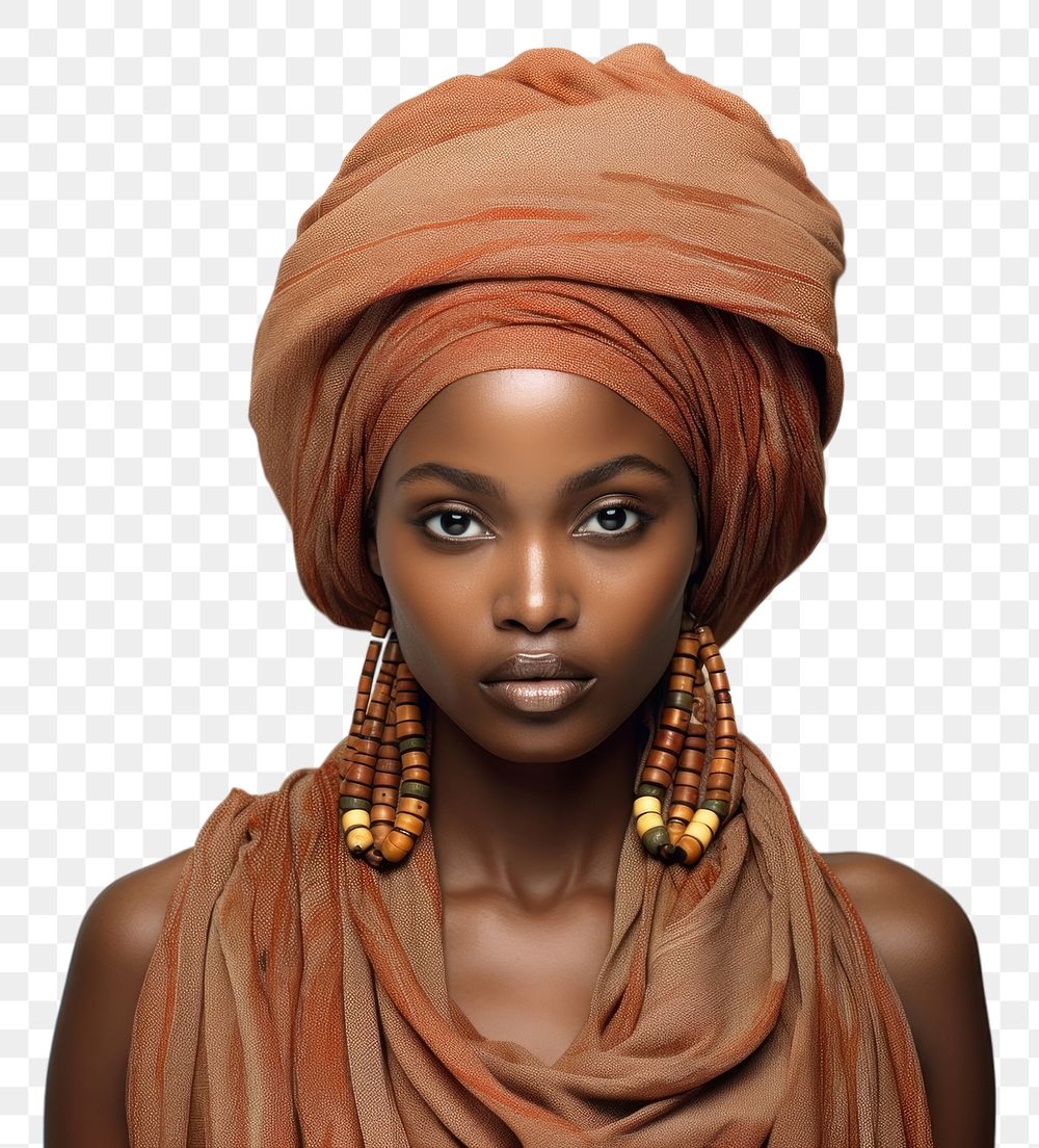 PNG African woman portrait turban adult.