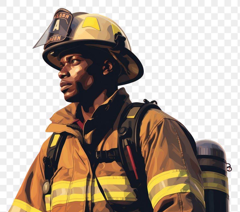PNG  Afican American firefighter are working helmet adult architecture.