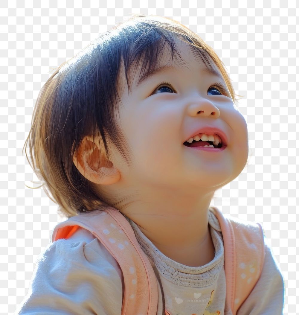 PNG  Asian toddler cheerful portrait outdoors.