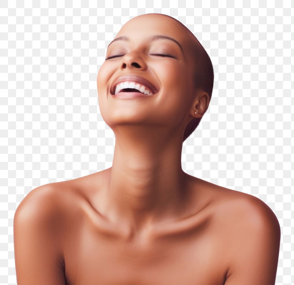 PNG  Happy Black woman adult cancer laughing smile relaxation.