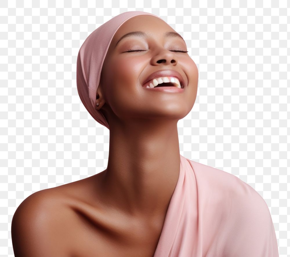 PNG  Happy Black woman adult cancer laughing smile perfection.