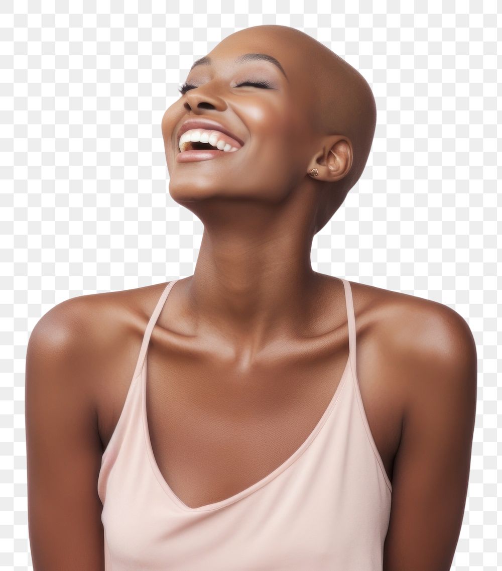 PNG  Happy Black woman adult cancer smile individuality perfection.
