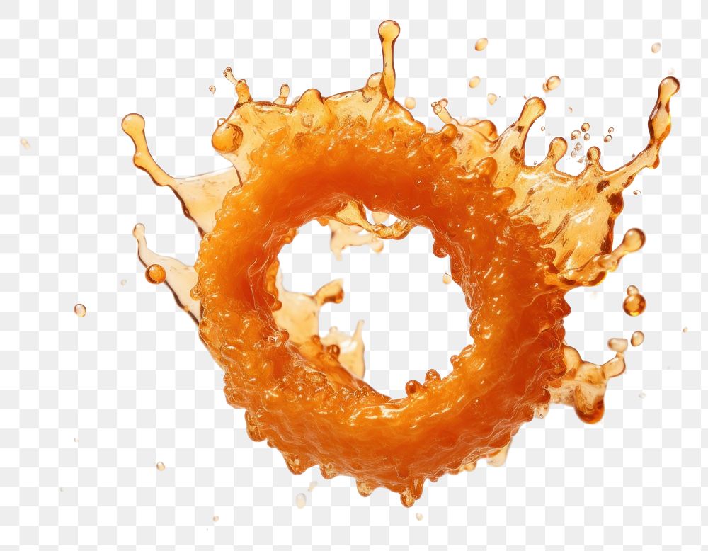 PNG  Onion ring with splash falling white background refreshment.