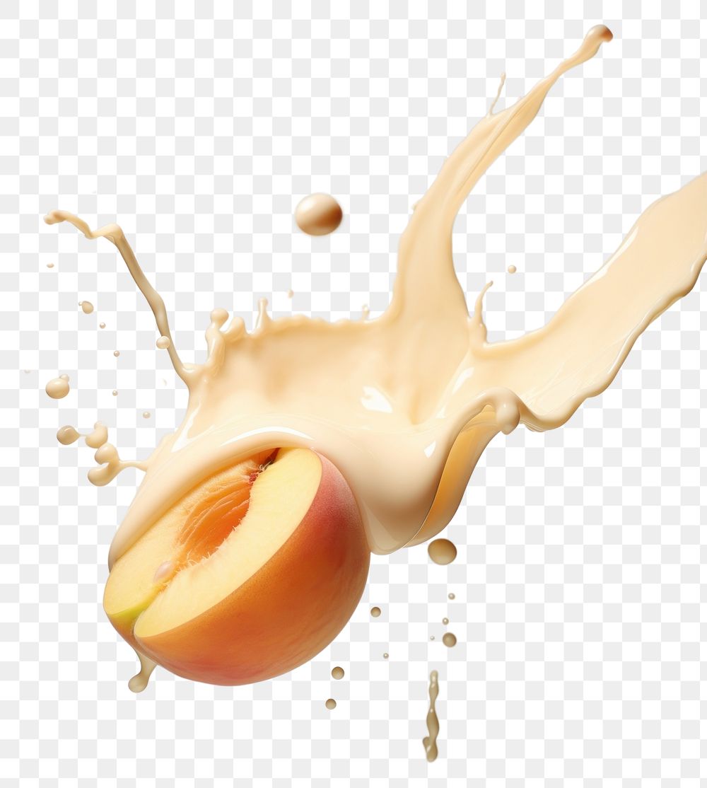 PNG  Peach with milk splash refreshment simplicity freshness.