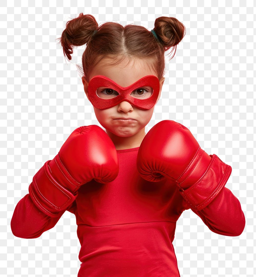 PNG  Superhero girl portrait boxing photo.