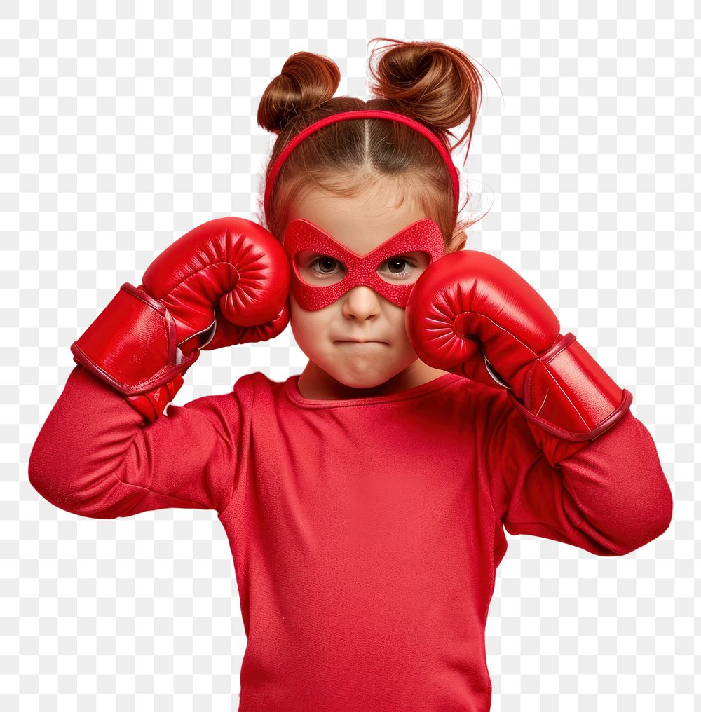 PNG  Superhero girl glove portrait boxing.