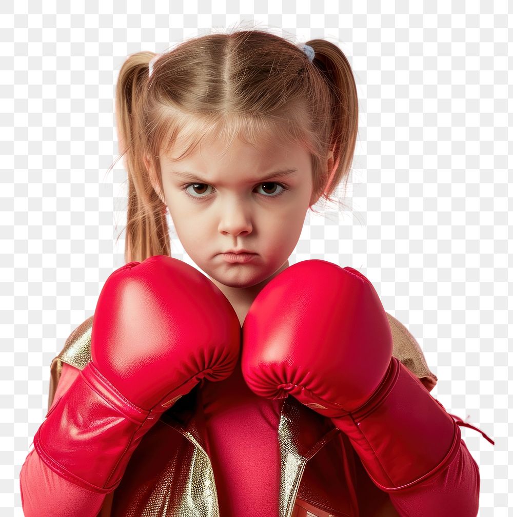 PNG  Superhero girl boxing portrait punching.