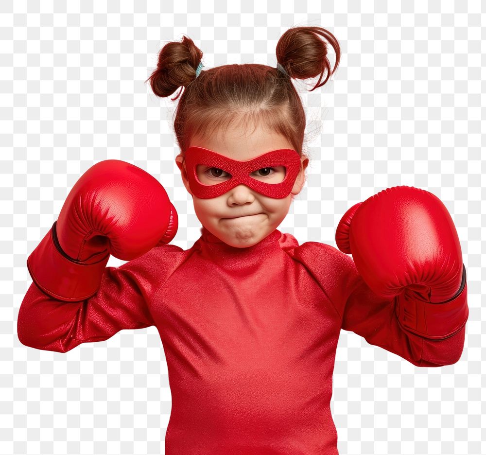PNG  Superhero girl portrait boxing photo.