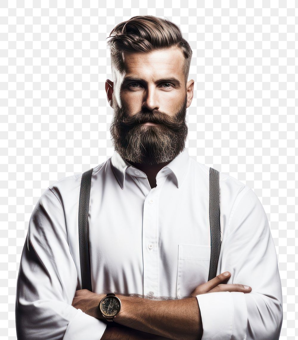 PNG  Barber portrait shirt beard.