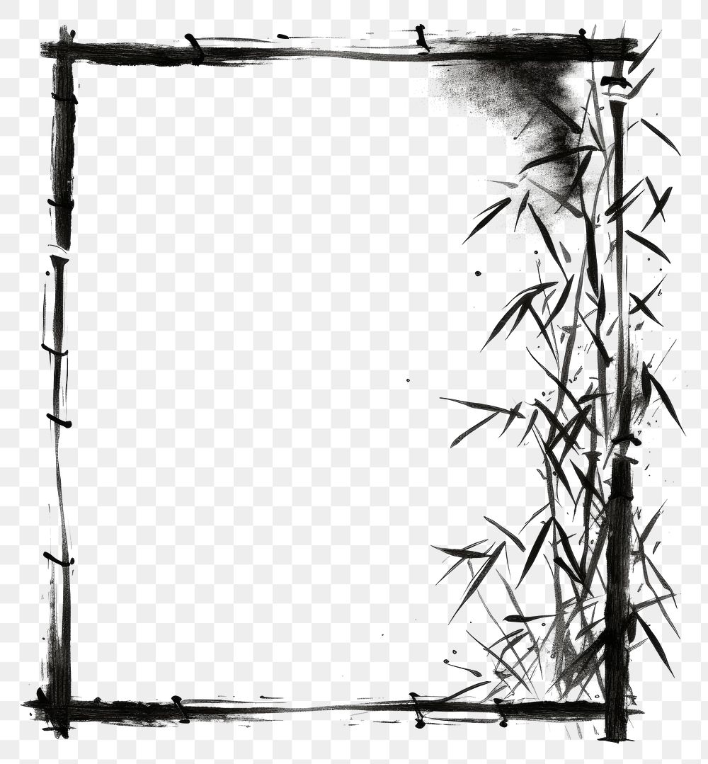 PNG Stroke outline bamboo frame drawing sketch text.