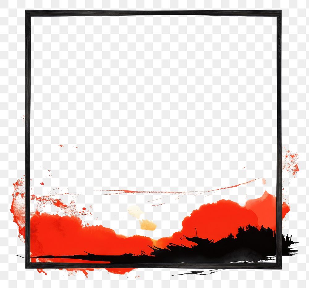 PNG Stroke outline red sunset frame ink white background electronics.