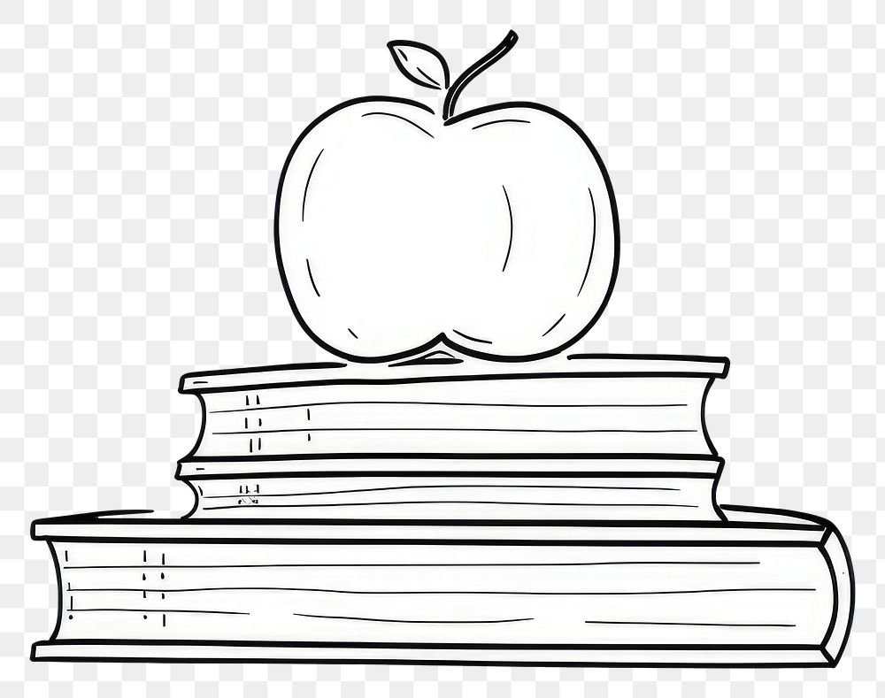 PNG Stack of books with apple sketch publication drawing.