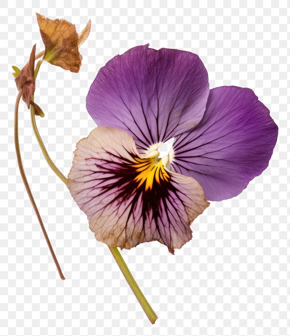 PNG  Real Pressed a Pansy flowers purple petal plant.