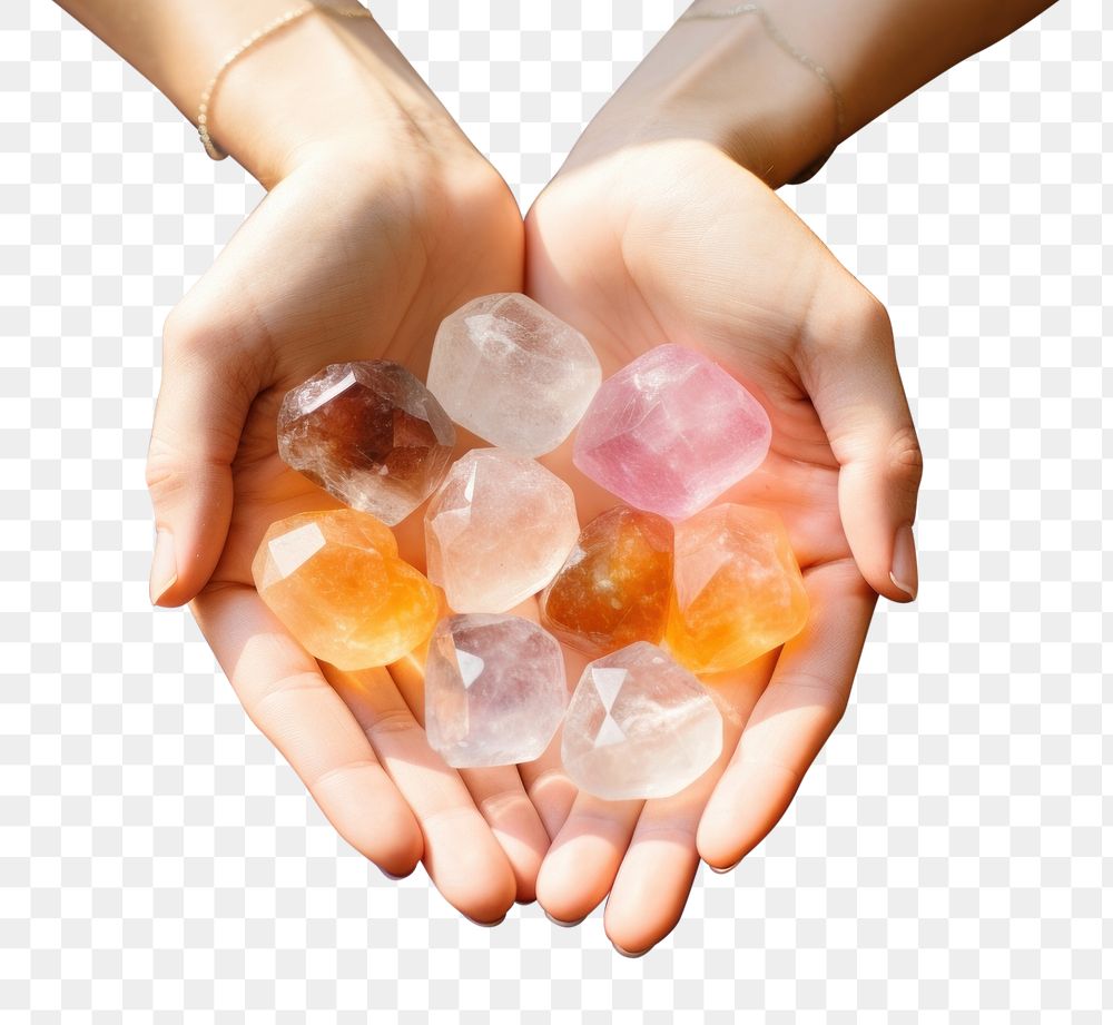PNG  Hands holding healing crystal jewelry accessories midsection. AI generated Image by rawpixel.