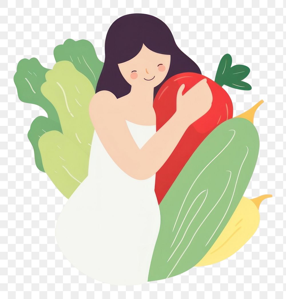 PNG Woman hug the vegetable plant food creativity.