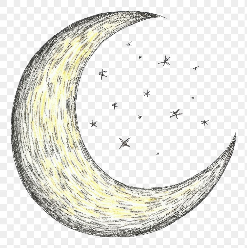 PNG  Yellow half moon drawing sketch astronomy.