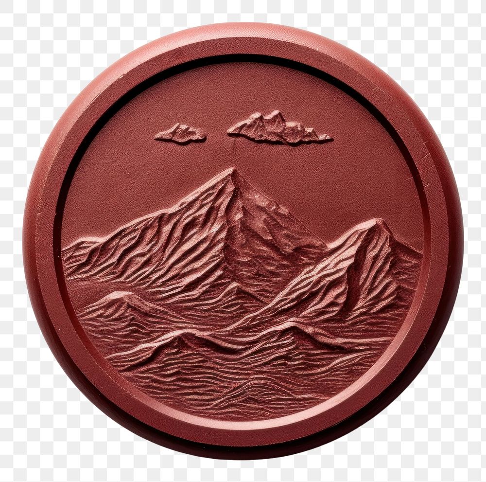 PNG  Seal Wax Stamp mountain white background currency dishware.