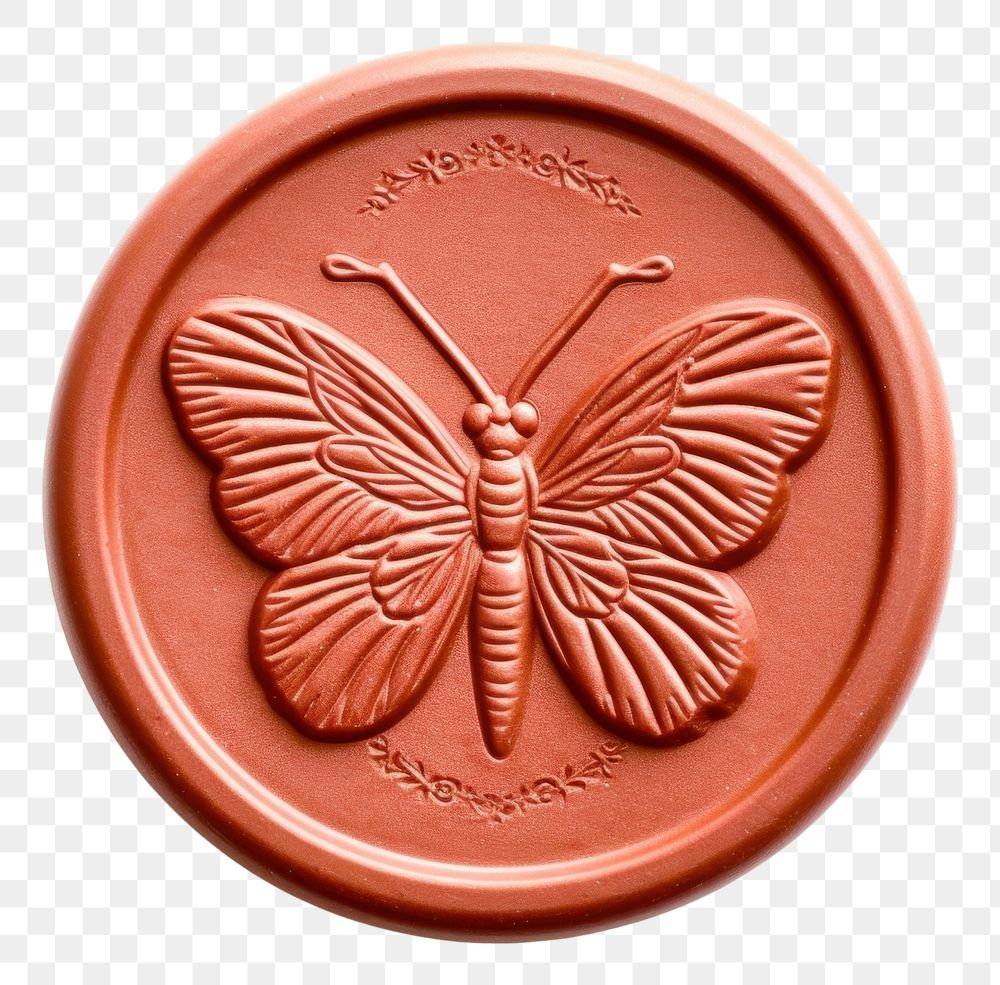PNG  Seal Wax Stamp butterfly white background accessories accessory.