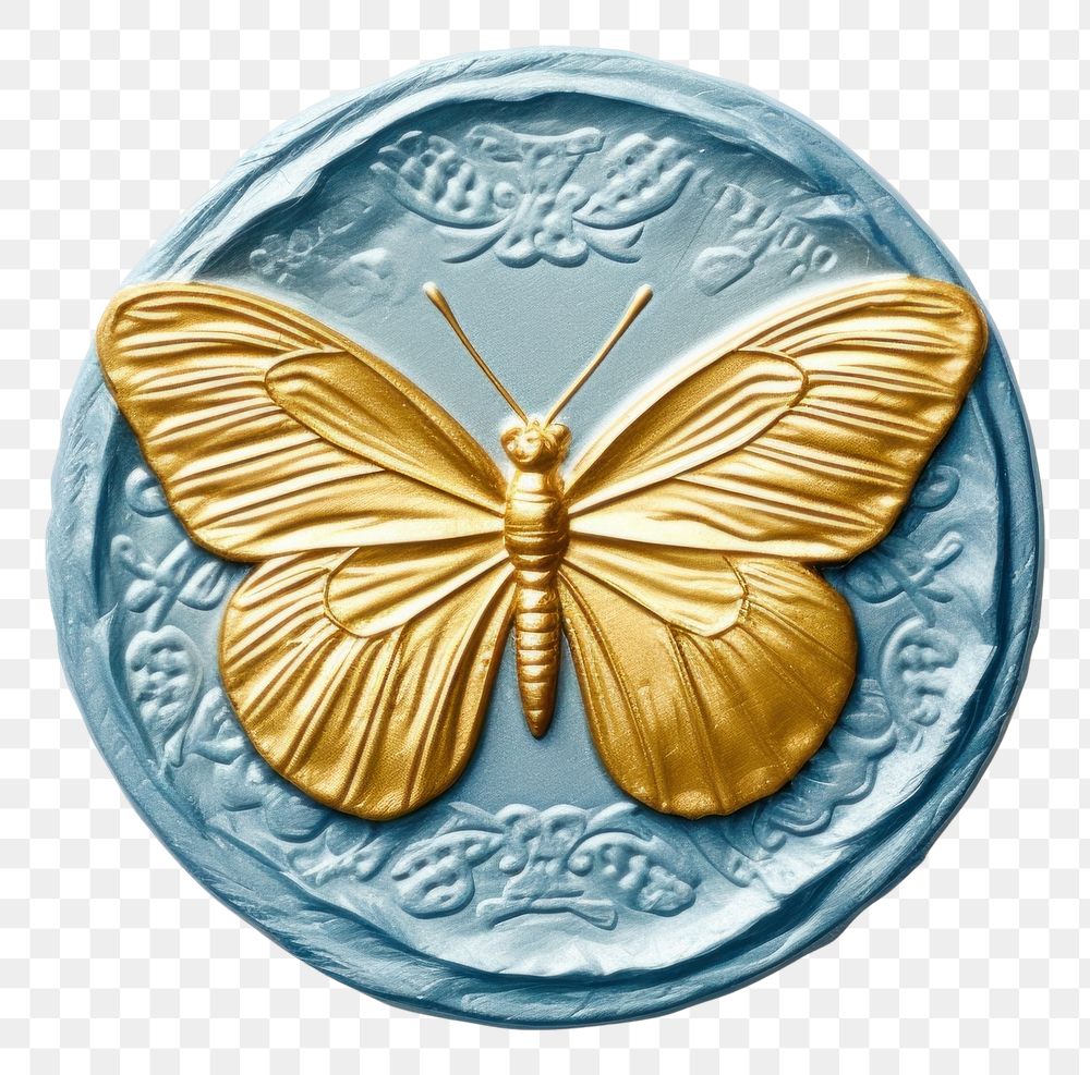 PNG  Butterfly money gold coin.