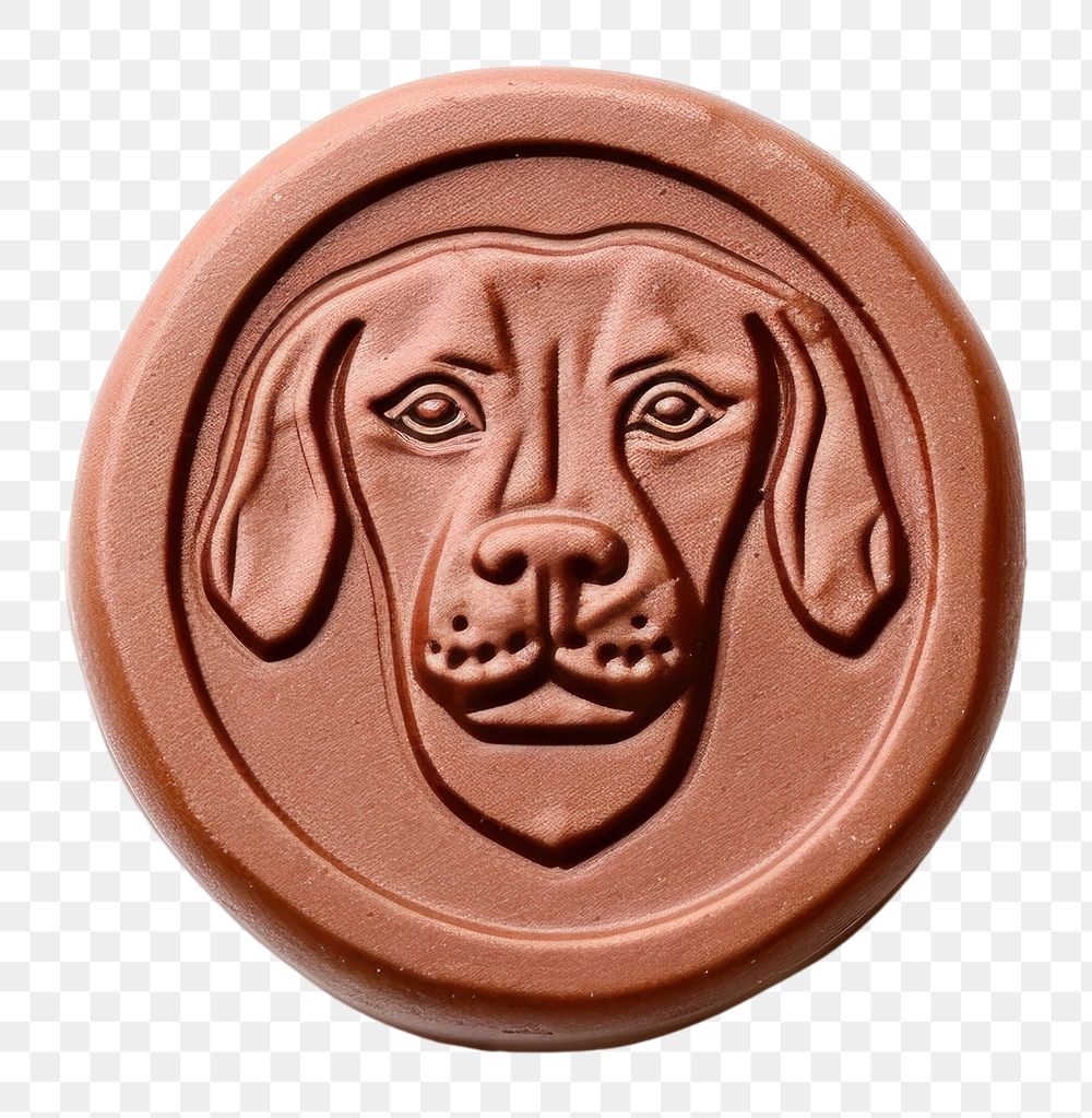 PNG  Seal Wax Stamp face dog white background anthropomorphic representation.
