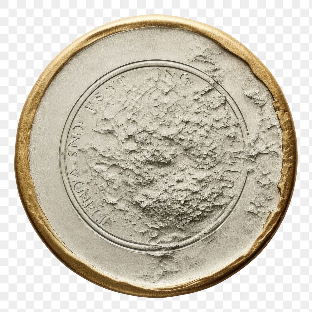 PNG  Seal Wax Stamp halt moon money coin white background.